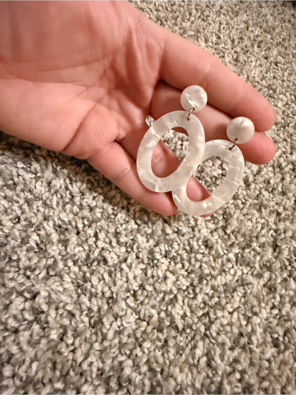 Pearlescent Hoop Drop Earrings